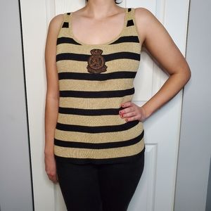 Lauren Ralph Lauren black + gold ribbed tank